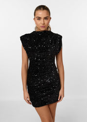 Robe mini à paillettes femme – Épaules structurées & éclat glamour | Jules Jij
