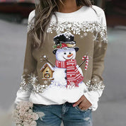 Pull d’Hiver Femme à Motif Bonhomme de Neige – Chaleur, Confort & Style Festif