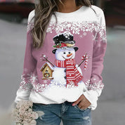Pull d’Hiver Femme à Motif Bonhomme de Neige – Chaleur, Confort & Style Festif