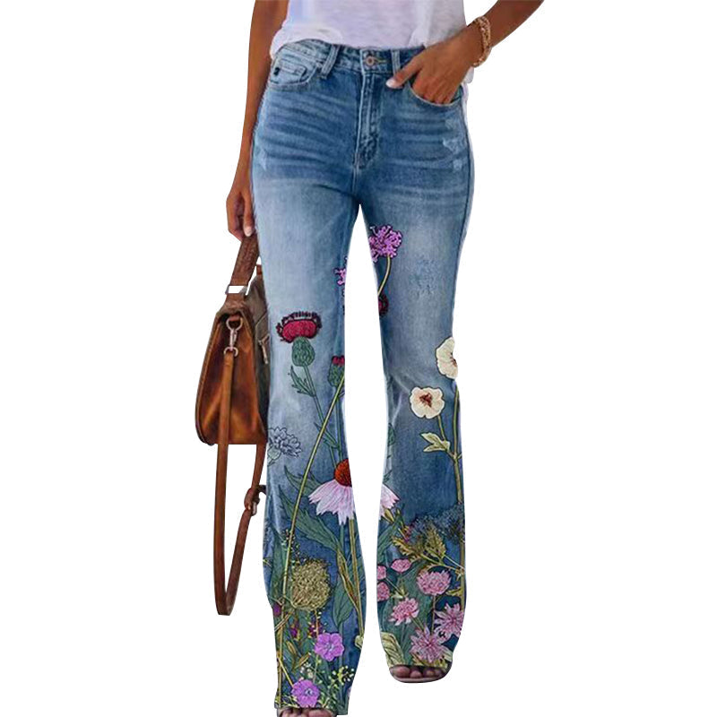 Jean Femme Flare – Taille Haute 4 Boutons avec Design Classique 5 Poches