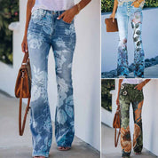 Jean Femme Flare – Taille Haute 4 Boutons avec Design Classique 5 Poches