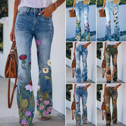 Jean Femme Flare – Taille Haute 4 Boutons avec Design Classique 5 Poches