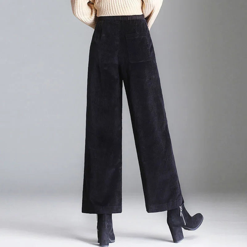 Pantalon large en velours côtelé femme – Coupe flared élégante & matière douce