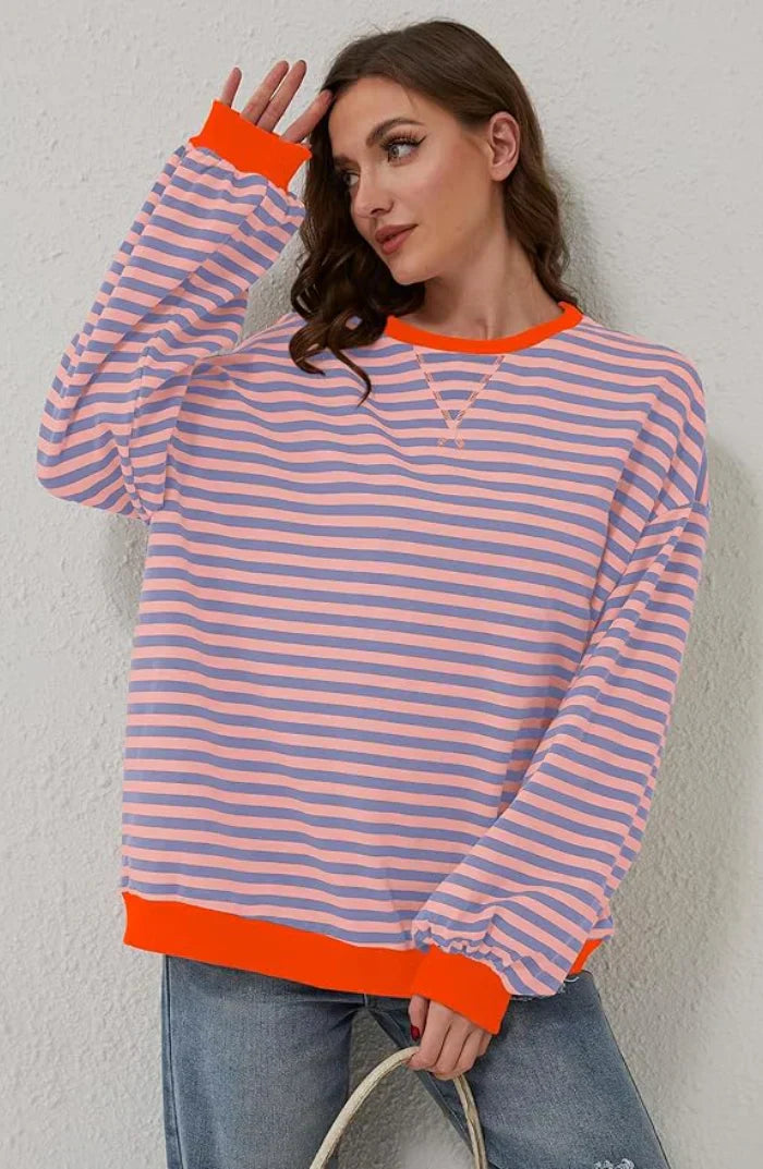 Pull femme oversize rayé – Tricot ample à imprimé moderne & coupe décontractée | Jules Jij