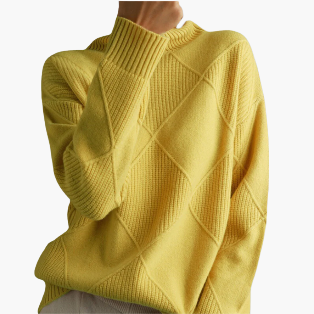 Pull femme oversize en maille – Motif géométrique chic et confortable