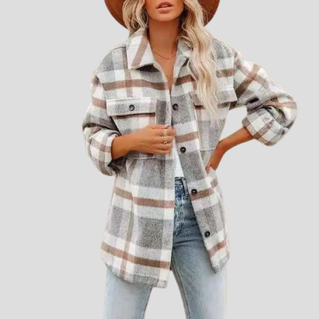 Overchemise à carreaux femme – chemise-veste chaude à coupe relax