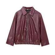 veste cuir femme IKKY – coupe relaxed, col structuré & fermeture zippée