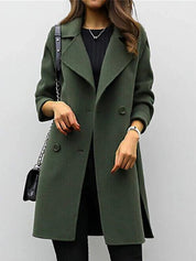 Manteau femme AURELIA – manteau d’hiver cintré en laine avec col montant