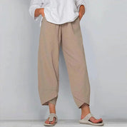 Allure pantalon femme été en coton | Coupe ample & taille élastique | Style décontracté chic