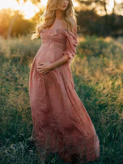 Robe de Grossesse ANNE-ELISE – Off-Shoulder Fluide & Coupe Mécoulante