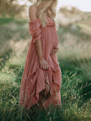 Robe de Grossesse ANNE-ELISE – Off-Shoulder Fluide & Coupe Mécoulante