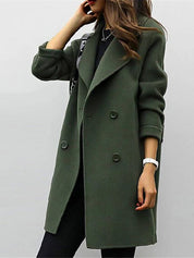 Manteau femme AURELIA – manteau d’hiver cintré en laine avec col montant