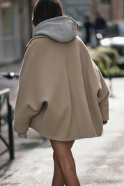 Trench court en laine oversize « Olive » femme — manteau beige chaud mode