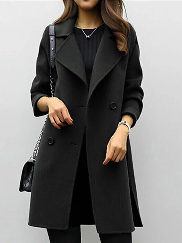 Manteau femme AURELIA – manteau d’hiver cintré en laine avec col montant