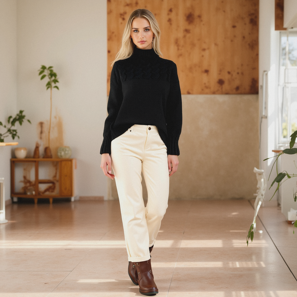 Mira – Pull femme col roulé en maille légère | Élégant & tendance