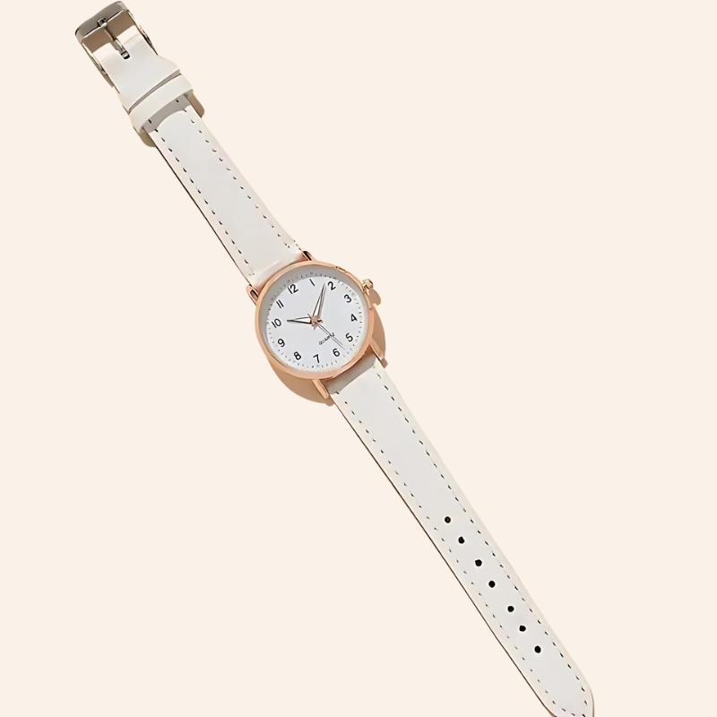 Montre femme Vale en cuir rosé doré – Élégante et intemporelle