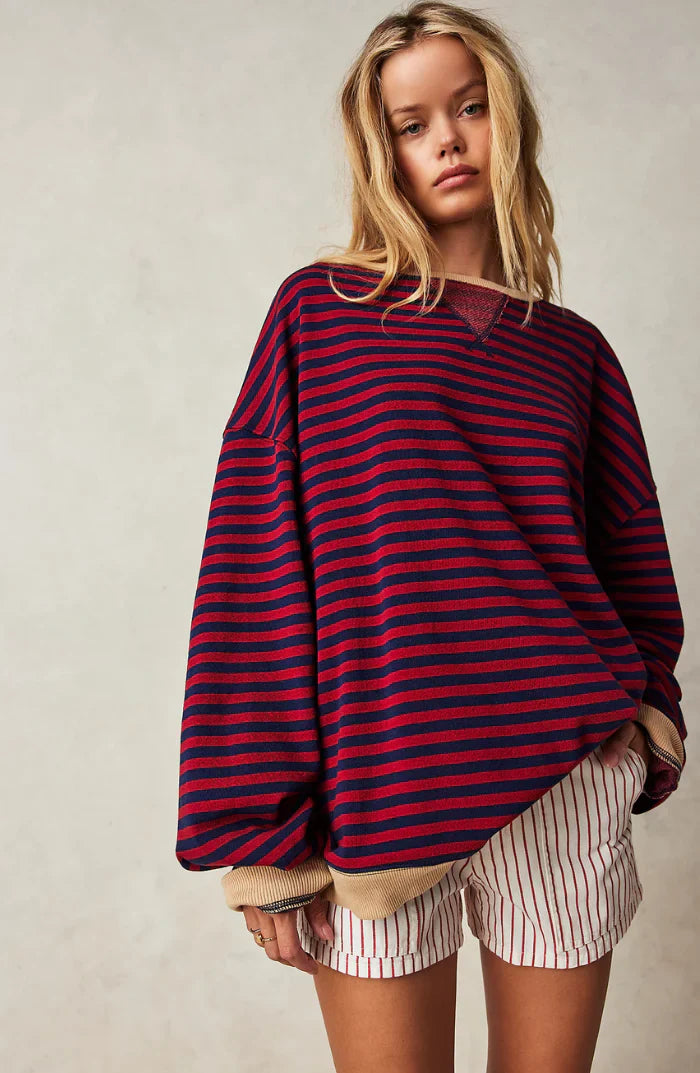 Pull femme oversize rayé – Tricot ample à imprimé moderne & coupe décontractée | Jules Jij