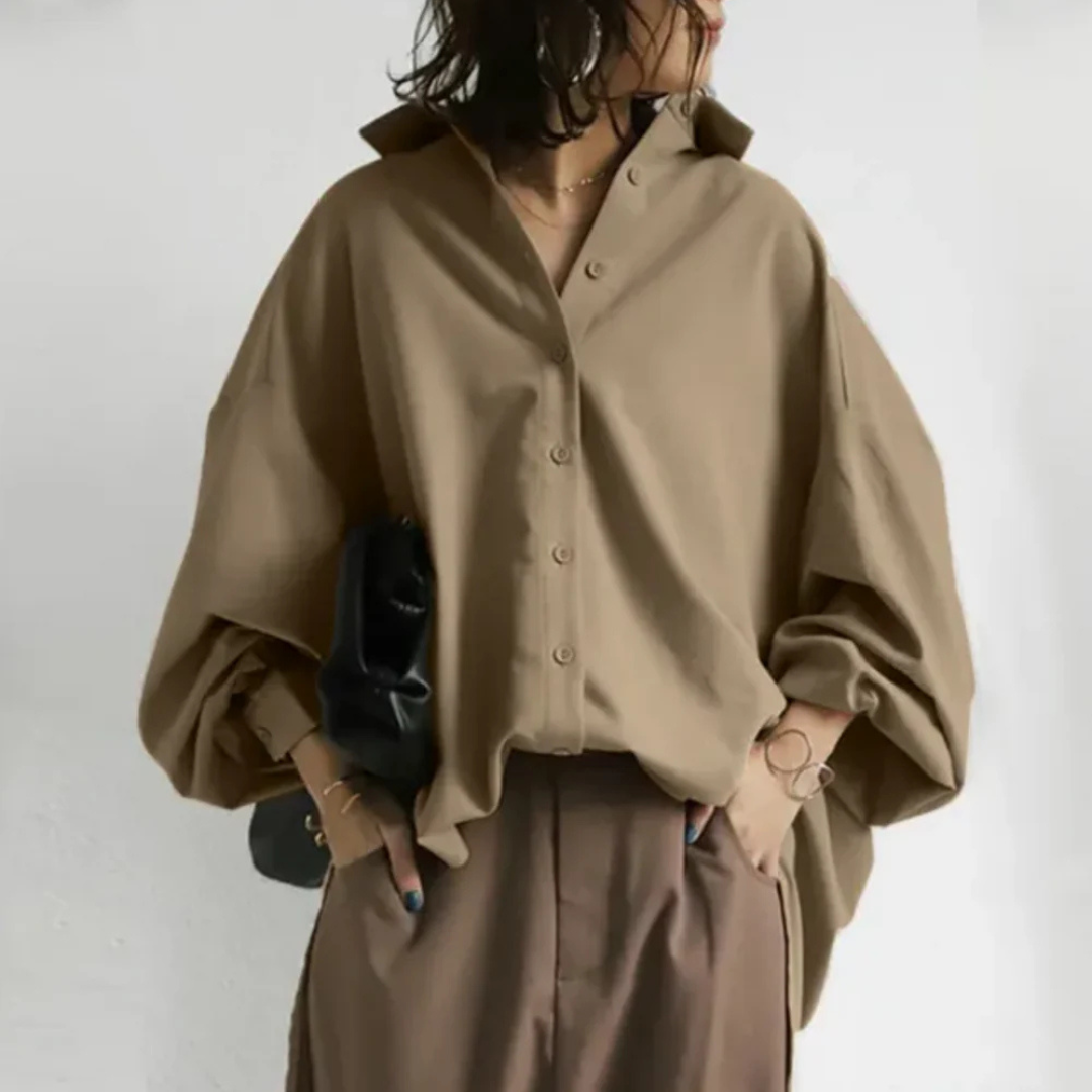 Alfreda | Blouse oversize femme – Chemise boutonnée intemporelle