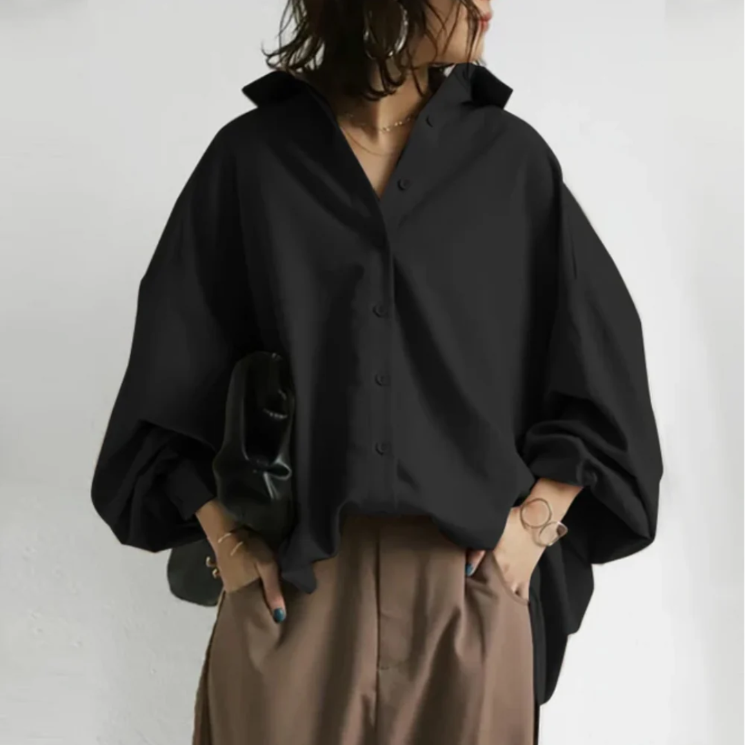 Alfreda | Blouse oversize femme – Chemise boutonnée intemporelle