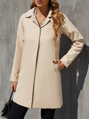 Trench long femme Amara – Ceinturé en coton-polyester | Élégance intemporelle