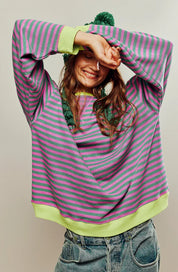 Pull femme oversize rayé – Tricot ample à imprimé moderne & coupe décontractée | Jules Jij