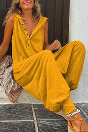 Combinaison oversize femme à col en V & boutons – Style casual confortable