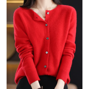 GlamourWool gilet femme en laine | Cardigan col V chic avec boutons | Look cachemire