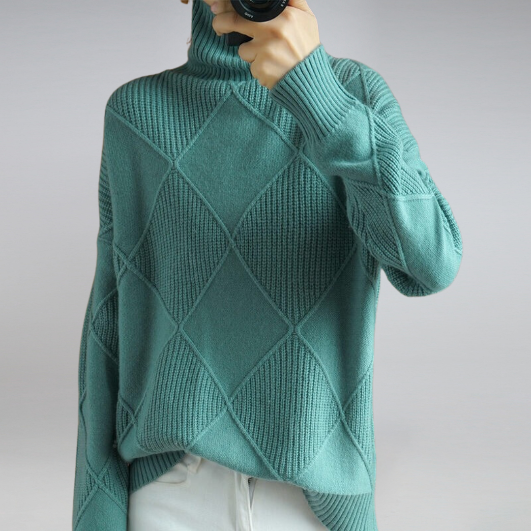 Pull col roulé en cachemire femme – coupe loose & élégance intemporelle