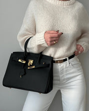 Sac à main femme REMI – sac en cuir véritable avec fermoir doré chic