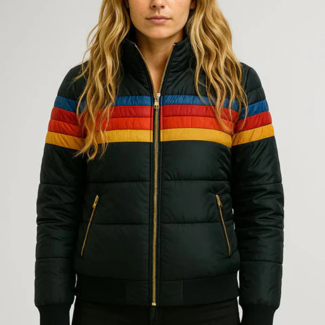 parka femme Puck – doudoune imperméable avec bande rétro & coupe moderne