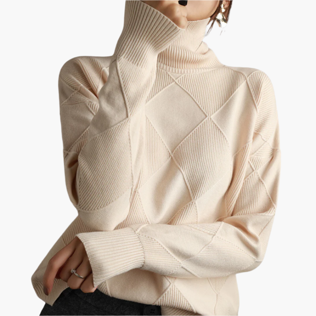 Pull femme oversize en maille – Motif géométrique chic et confortable