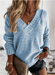 Pull oversize femme Ava – Décontracté et doux avec col en V élégant | Vardi Dante