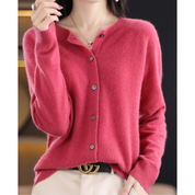 GlamourWool gilet femme en laine | Cardigan col V chic avec boutons | Look cachemire