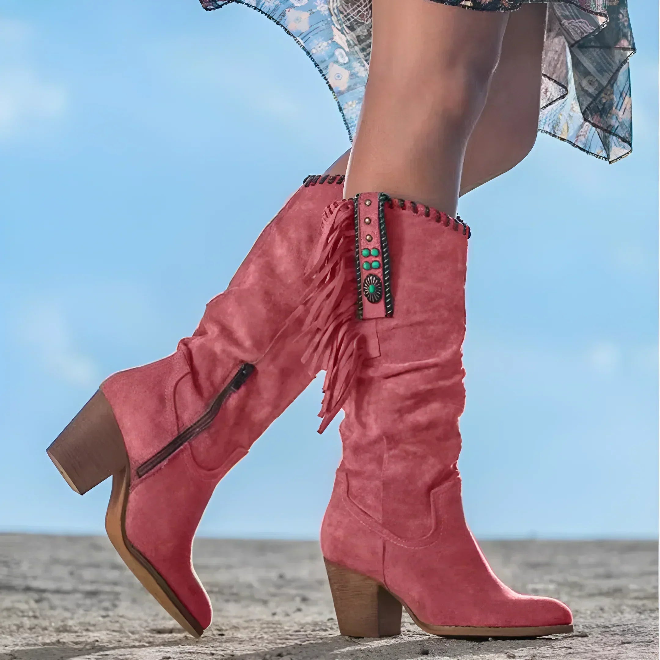 Bottes cow-girl “Mara” en cuir véritable – western chic & confort durable