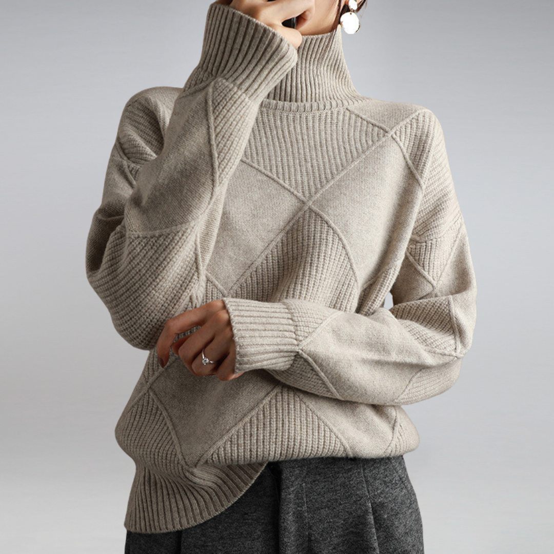 Pull col roulé en cachemire femme – coupe loose & élégance intemporelle