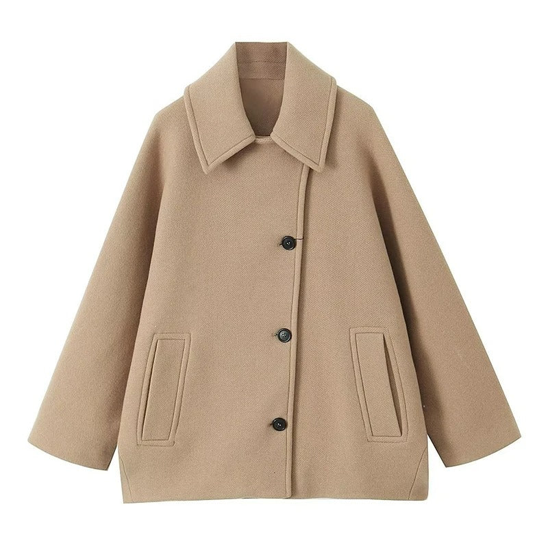 Manteau Femme Oversize Élégant avec Col Replié & Poches – Luxe & Confort
