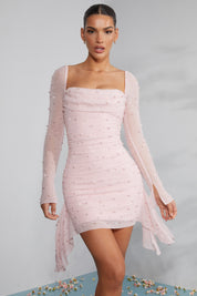 Robe de soirée “Sofia” perlée – manches longues élégantes