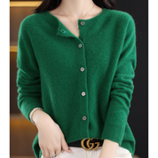 GlamourWool gilet femme en laine | Cardigan col V chic avec boutons | Look cachemire