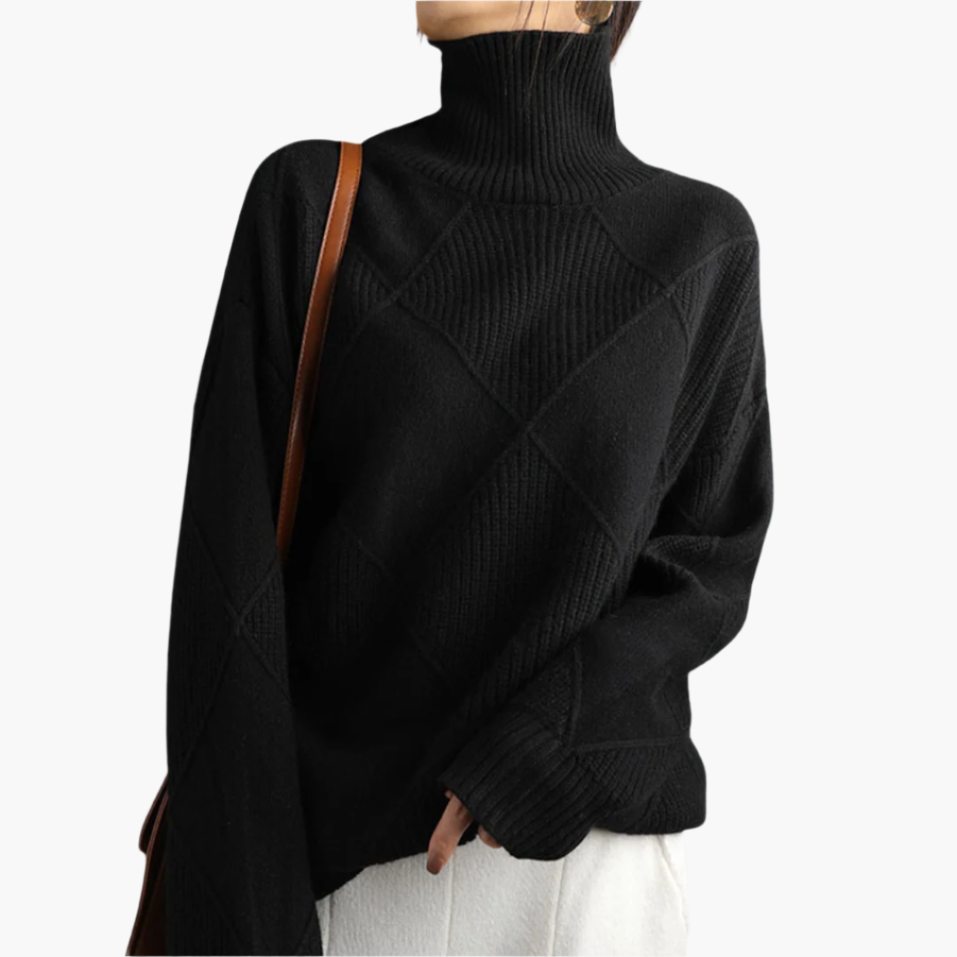 Pull femme oversize en maille – Motif géométrique chic et confortable