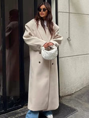 Manteau oversize femme à double boutonnage – Long revers statement pour automne