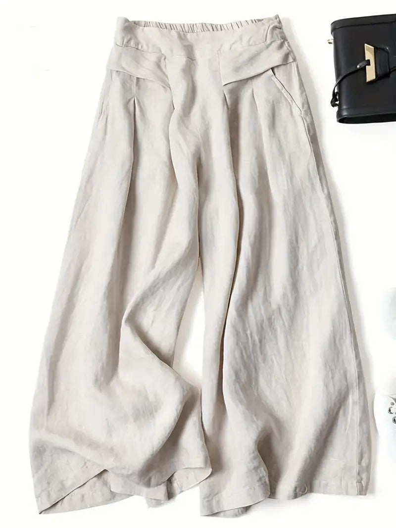 Pantalon palazzo lin 100 % — taille haute fluide & jambe large estivale