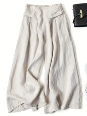 Pantalon palazzo lin 100 % — taille haute fluide & jambe large estivale