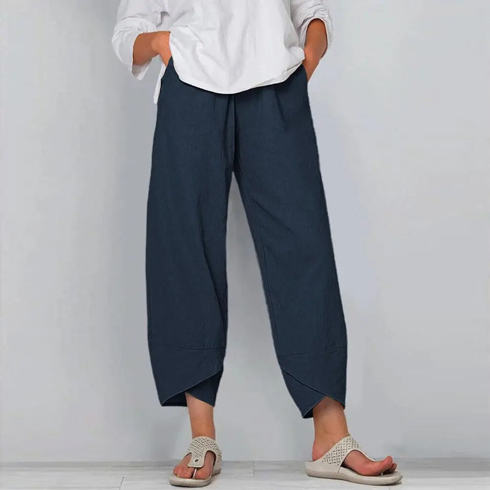 Allure pantalon femme été en coton | Coupe ample & taille élastique | Style décontracté chic