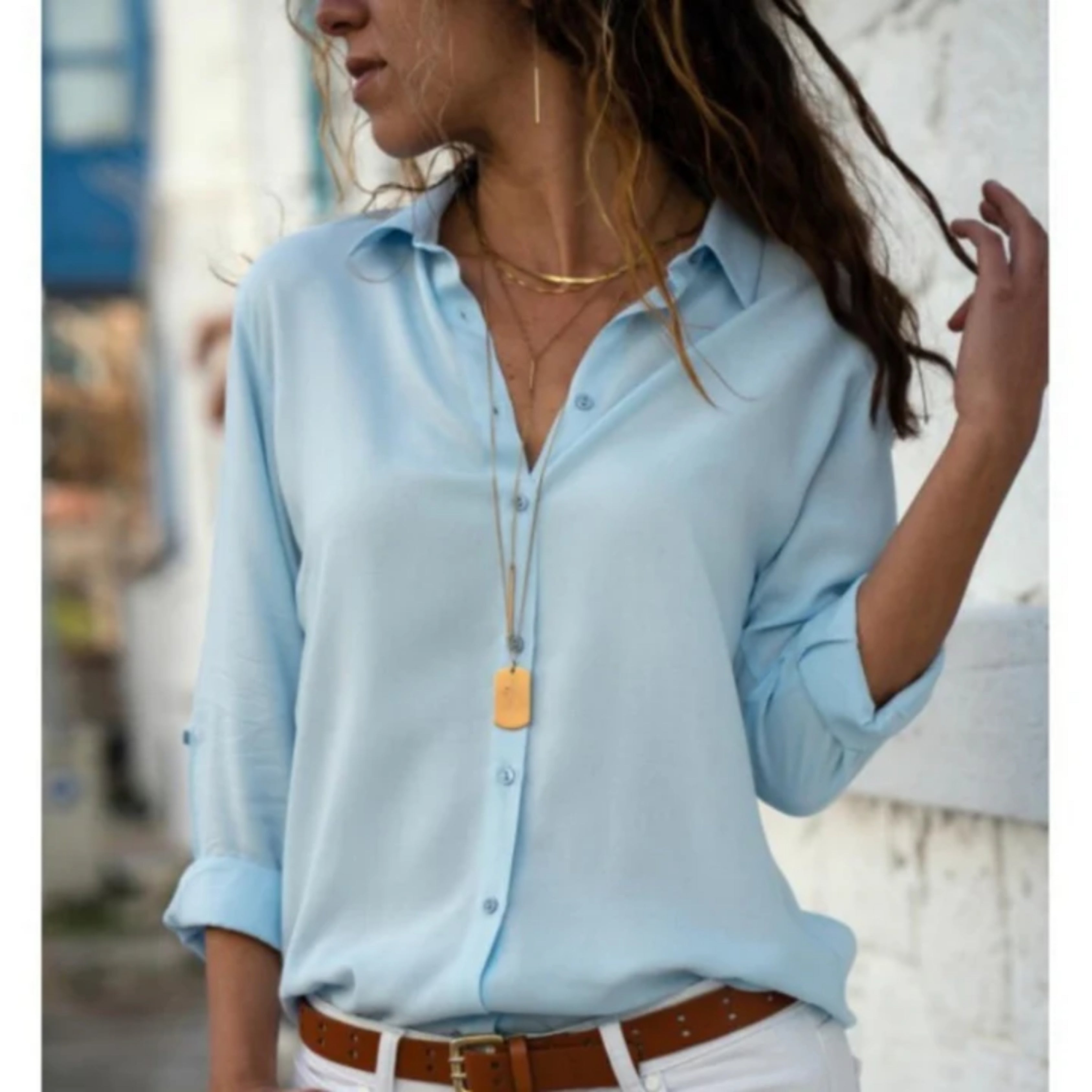 Blouse Kayleigh femme manches longues — chemise classique à boutons