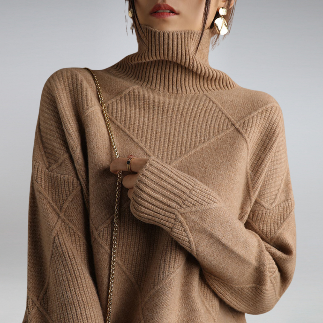 Pull col roulé en cachemire femme – coupe loose & élégance intemporelle