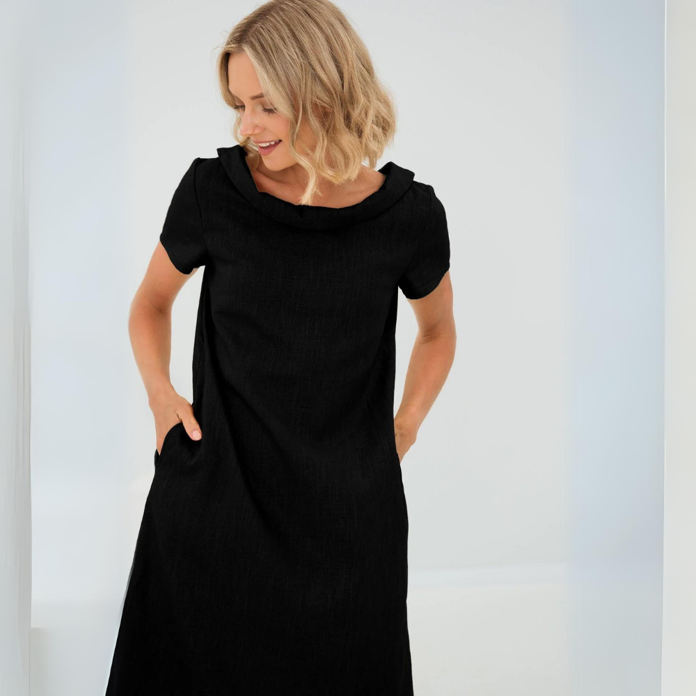 Robe femme Lina en lin doux avec poches – Légère et estivale
