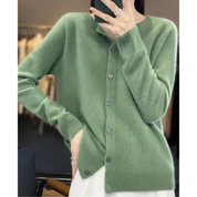 GlamourWool gilet femme en laine | Cardigan col V chic avec boutons | Look cachemire