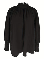 Blouse élégante femme à nœud col & volants – Tissu fluide chic intemporel