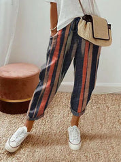 Pantalon large femme d’été à imprimé – Taille élastique et coupe fluide