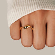 Bague minimaliste océan en argent 925 plaqué 18K – Ajustable & design épuré